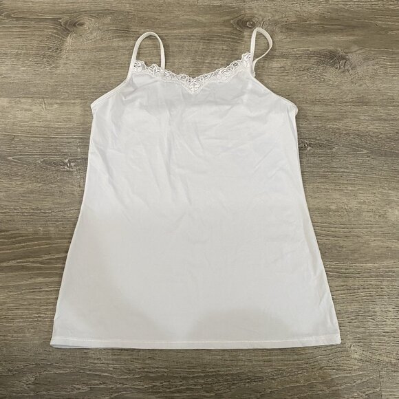 VANITY FAIR CAMISOLE SILKY NYLON & LACE TRIM TOP SIZE L - Picture 1 of 4